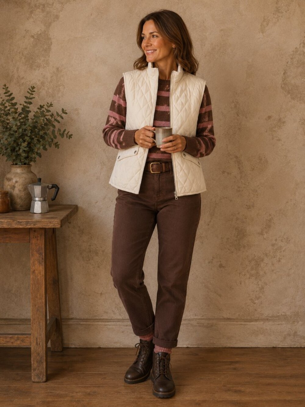 Westport Women’s Quilted Puffer Vest – Ivory/Cream – Size Large